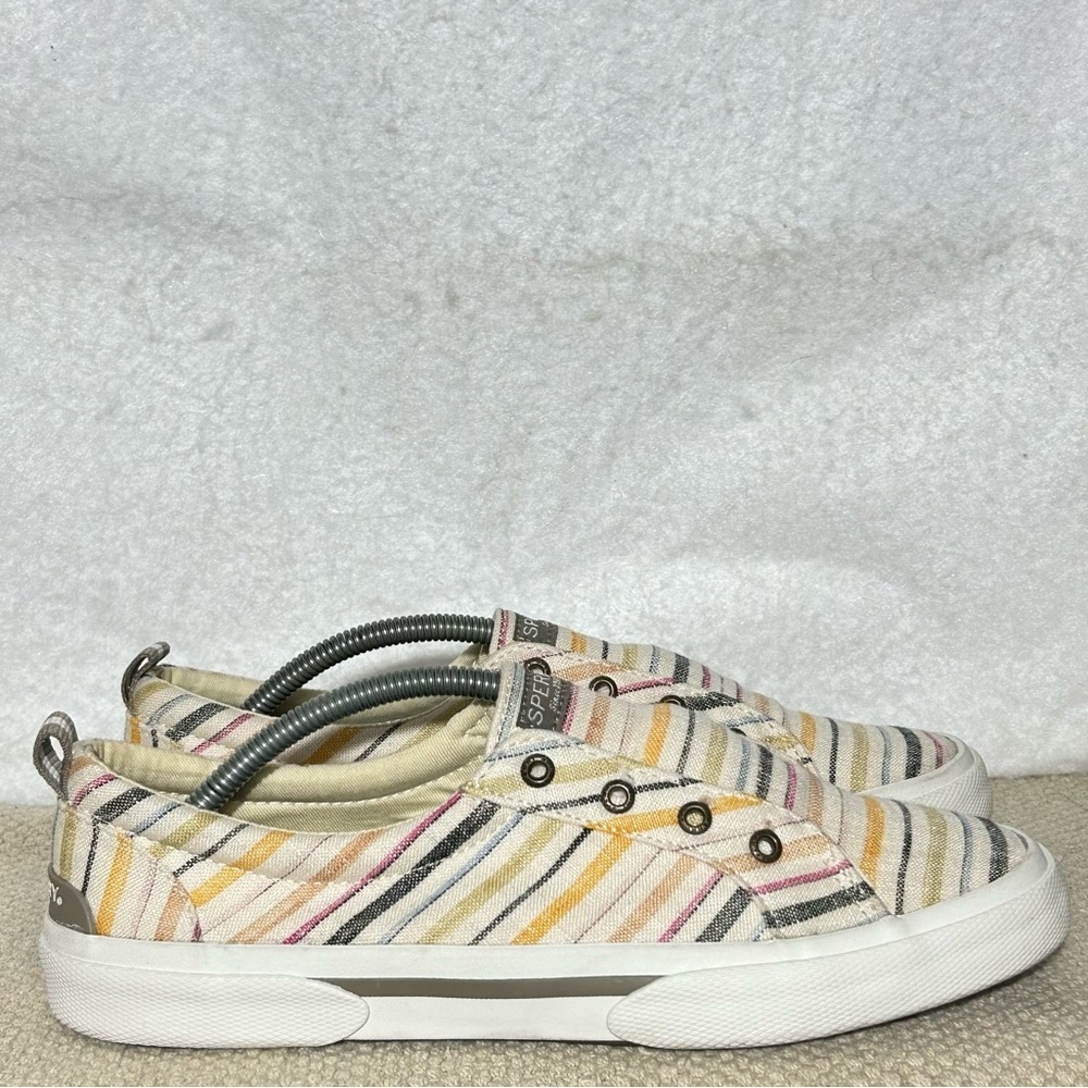 Sperry Womens Pier Wave Striped Woven Slip On Casual Fashion Sneaker Shoes SZ 9